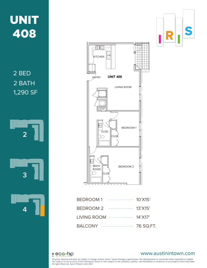 Floor plan for Unit 408